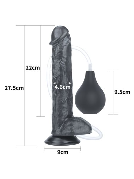 Czarne dildo żylaste przyssawka i wytrysk 28 cm - 2