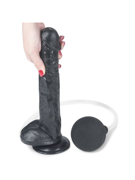 Czarne dildo żylaste przyssawka i wytrysk 28 cm - 4