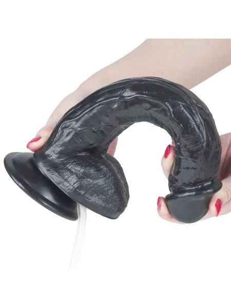 Czarne dildo żylaste przyssawka i wytrysk 28 cm - 6