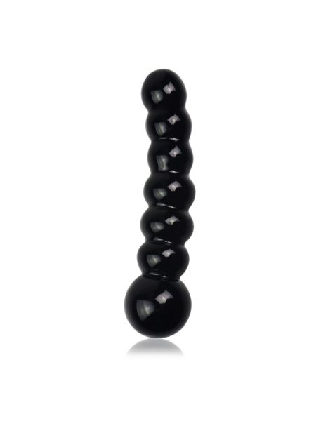 Czarne szklane koraliki analne dildo anal 17 cm - 2