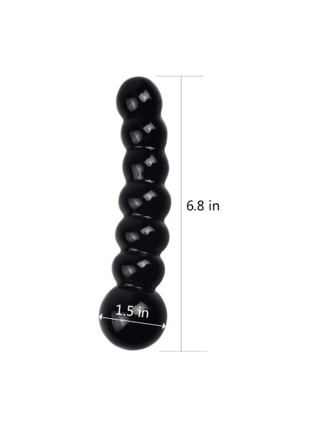 Czarne szklane koraliki analne dildo anal 17 cm - 3