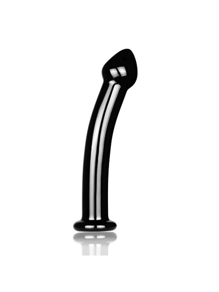 Czarne zakrzywione dildo gładkie z główką 18,5 cm