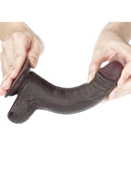 Czarny gruby penis z przyssawka żylaste dildo - 4