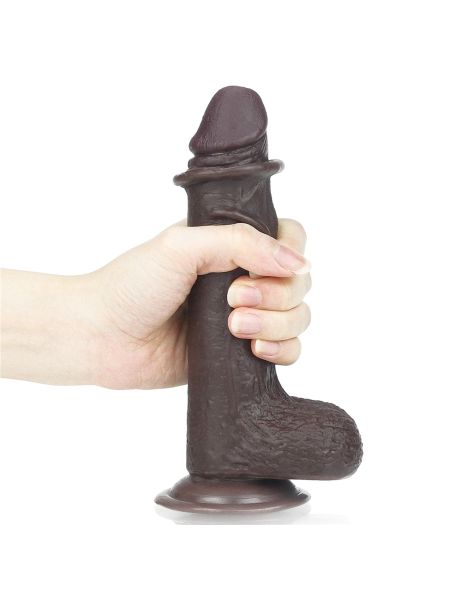 Czarny gruby penis z przyssawka żylaste dildo - 5