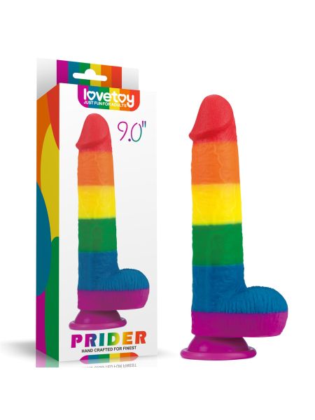 Dildo tęczowe elastyczne z przyssawką 22,5 cm