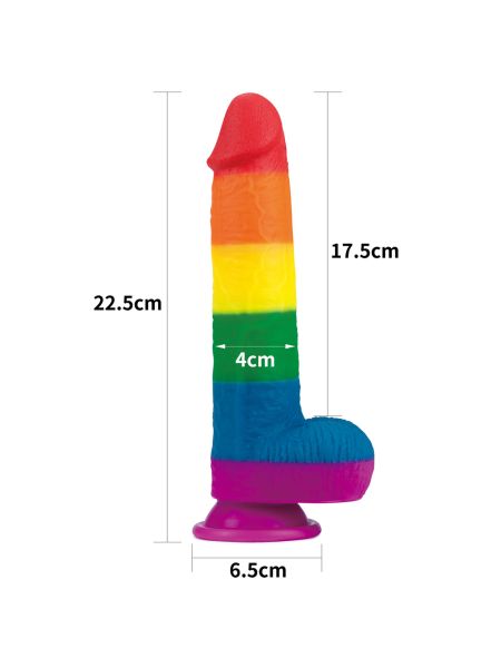 Dildo tęczowe elastyczne z przyssawką 22,5 cm - 2