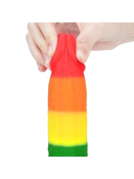 Dildo tęczowe elastyczne z przyssawką 22,5 cm - 8