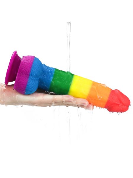 Dildo tęczowe elastyczne z przyssawką 22,5 cm - 11