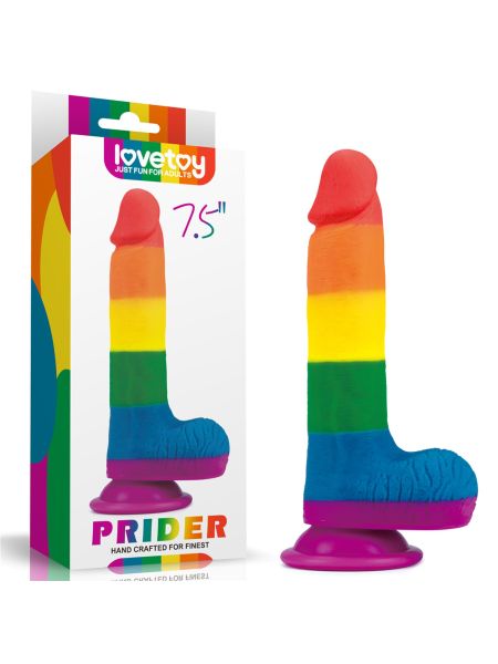 Dildo tęczowe giętkie silikonowe przyssawka 19,5cm