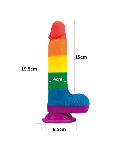 Dildo tęczowe giętkie silikonowe przyssawka 19,5cm - 2