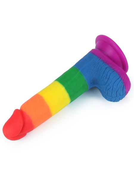 Dildo tęczowe giętkie silikonowe przyssawka 19,5cm - 5