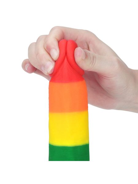 Dildo tęczowe giętkie silikonowe przyssawka 19,5cm - 8