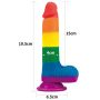 Dildo tęczowe giętkie silikonowe przyssawka 19,5cm - 3