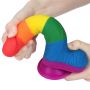 Dildo tęczowe giętkie silikonowe przyssawka 19,5cm - 8