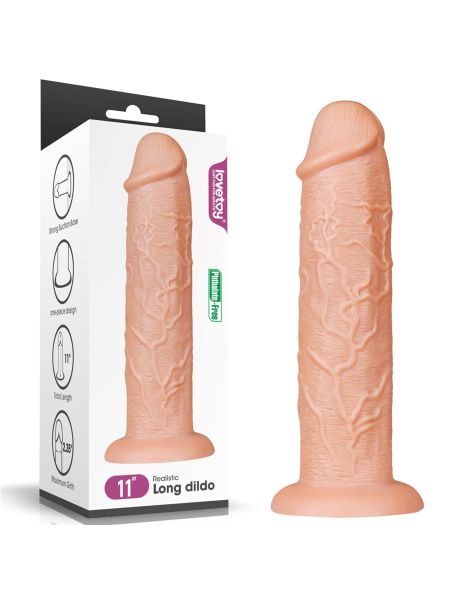 Długie potężne dildo z przyssawką i żyłami 28 cm