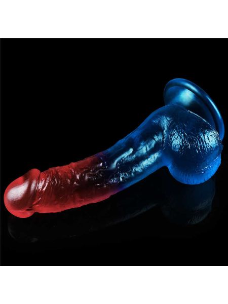 Duże dwukolorowe dildo giętkie z przyssawką 20 cm - 4