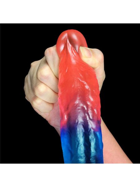 Duże dwukolorowe dildo giętkie z przyssawką 20 cm - 6