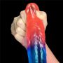 Duże dwukolorowe dildo giętkie z przyssawką 20 cm - 7