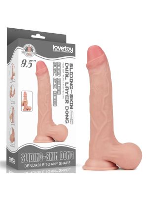 Duże żylaste gumowe dildo z podwójna skórą 24,5 cm