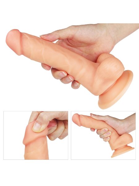 Giętki żyły penis gruby z przyssawką dildo 20 cm - 3