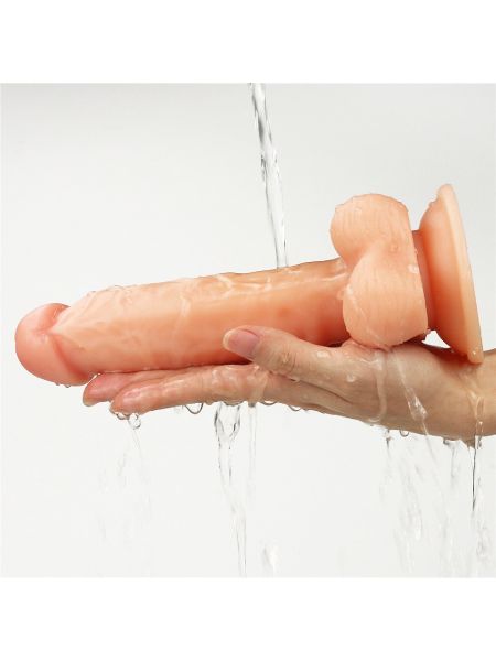 Giętki żyły penis gruby z przyssawką dildo 20 cm - 4