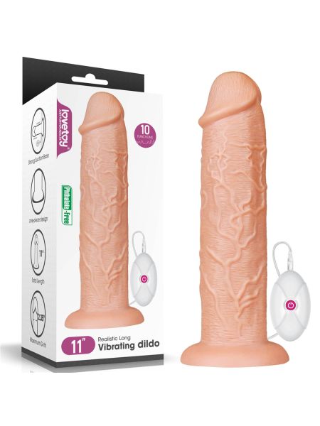 Grube ogromne dildo z przyssawką wibracje 28 cm