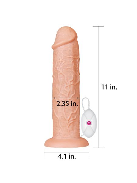 Grube ogromne dildo z przyssawką wibracje 28 cm - 2