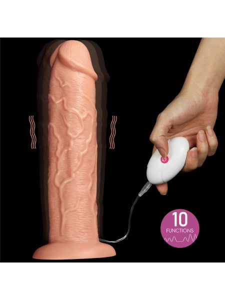 Grube ogromne dildo z przyssawką wibracje 28 cm - 3