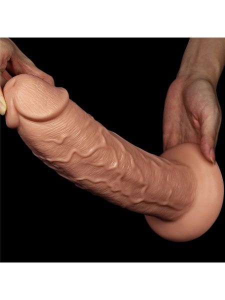 Grube ogromne dildo z przyssawką wibracje 28 cm - 9