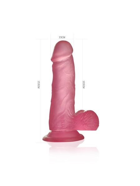 Jasnoróżowe dildo silikonowe z przyssawką 15 cm - 3