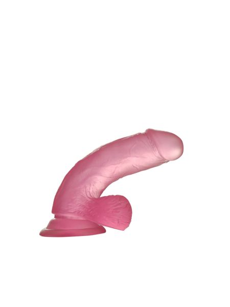 Jasnoróżowe dildo silikonowe z przyssawką 15 cm - 4