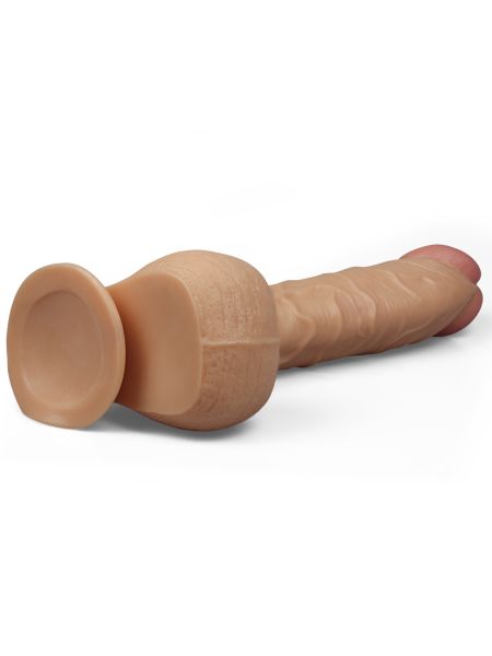 Lekko zakrzywione cieliste dildo z przyssawką 33cm - 3