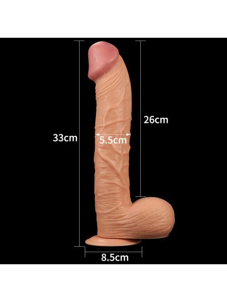 Lekko zakrzywione cieliste dildo z przyssawką 33cm - 7