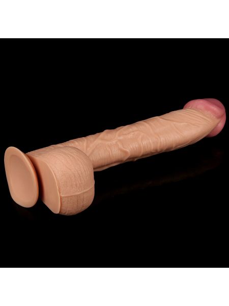 Lekko zakrzywione cieliste dildo z przyssawką 33cm - 8