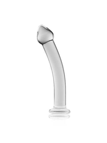 Lekko zakrzywione przezroczyste dildo 18,5 cm