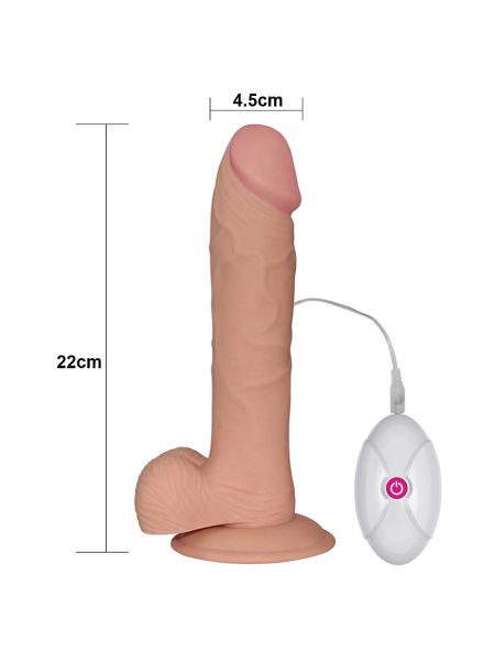 Proste dildo eko skóra realistyczne wibracje 22 cm - 3