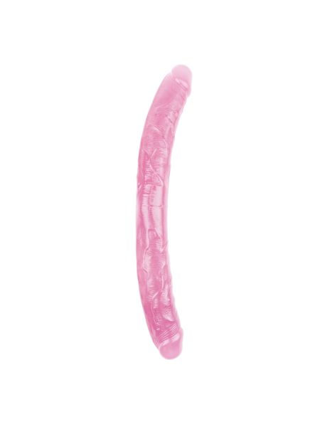 Różowe podwójne żylaste dildo sex lesbijski 46 cm - 2