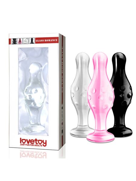 Szklane dildo analne z wypustkami 3 kolory 11,5 cm