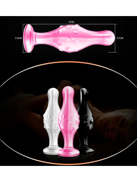 Szklane dildo analne z wypustkami 3 kolory 11,5 cm - 3