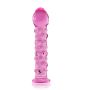 Szklane dildo z wypustkami w kolorze różowym 17cm - 2