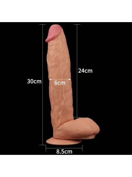 Śniady żylasty penis duże dildo z przyssawką 30 cm - 8