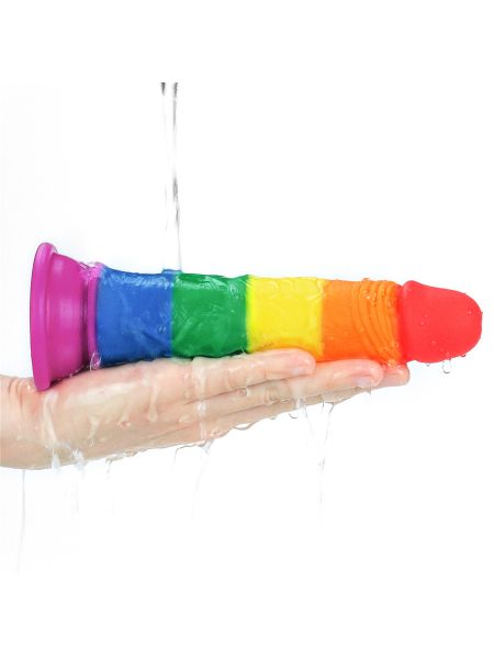 Tęczowe dildo elastyczne z przyssawką silikonowe - 9