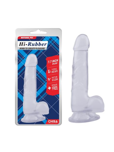 Transparentne dildo żylaste z przyssawka 19,5 cm