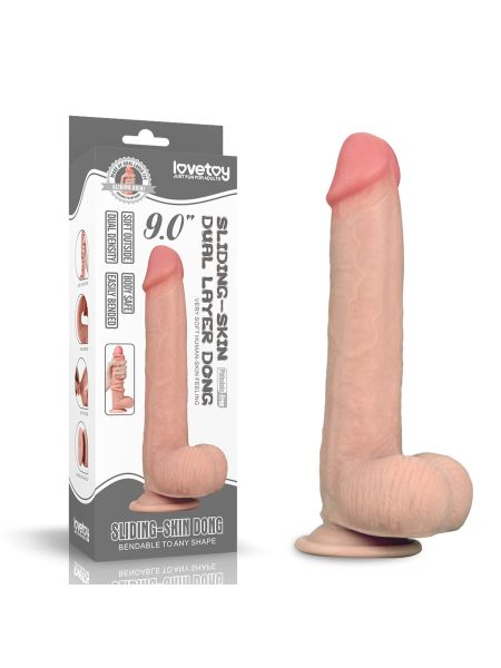 Wodoodporne dildo podwójna skóra przyssawka 23 cm