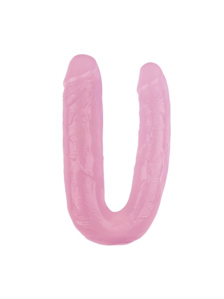 Wygięte różowe żylaste dildo sex lesbijski 22,5 cm - 2