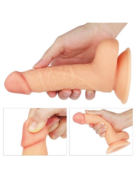 Wyżyłowany penis gruby z przyssawką dildo 18 cm - 3