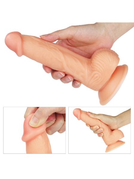 Wyżyłowany penis gruby z przyssawką dildo 20 cm - 3