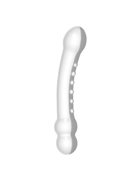 zakrzywione przezroczyste dildo z wypustkami 17 cm - 2