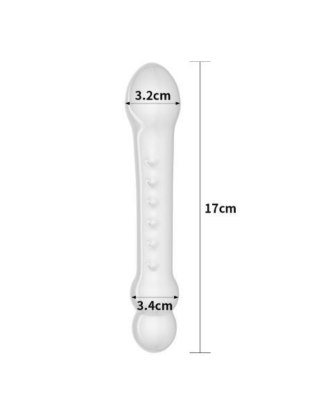 zakrzywione przezroczyste dildo z wypustkami 17 cm - 3