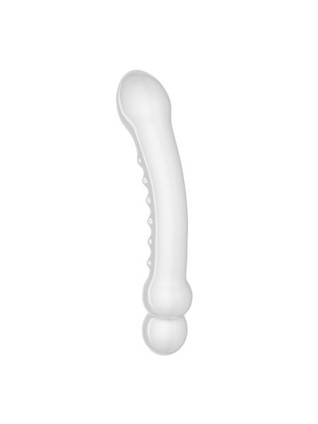 zakrzywione przezroczyste dildo z wypustkami 17 cm - 4